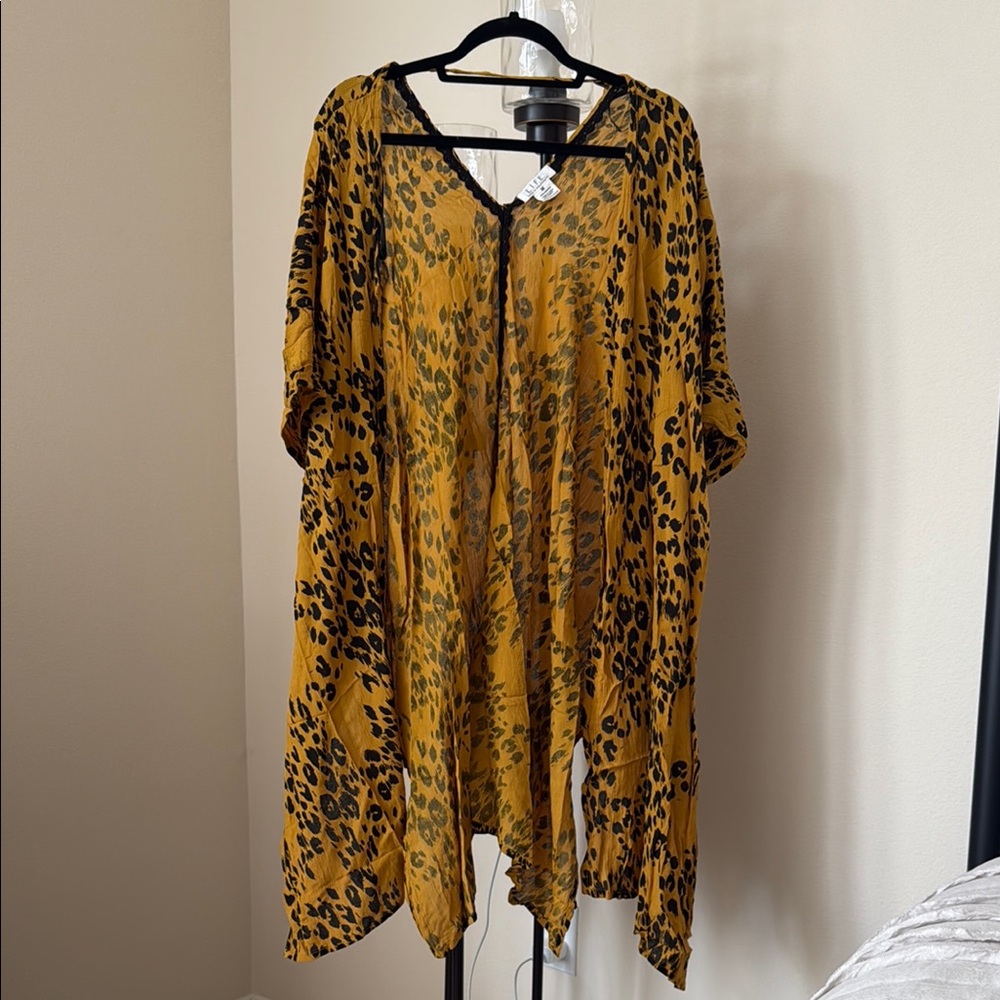 Leopard Print Throw Over/Open Cover-Up